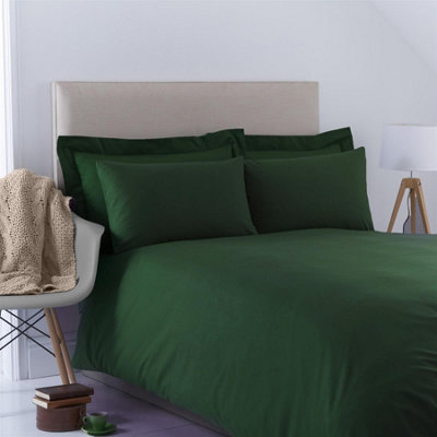 144 Thread Count Poetry Dye Plain Duvet Cover Set Double Bedding Set Bottle Green