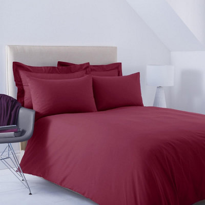 144 Thread Count Poetry Dye Plain Duvet Cover Set Double Bedding Set Burgundy