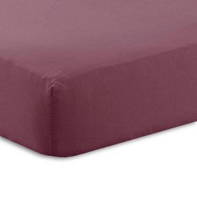 144 Thread Count Poetry Plain Dye Fitted sheet Bunk Size Bedding Aubergine
