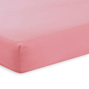 144 Thread Count Poetry Plain Dye Fitted sheet Bunk Size Bedding Dusky Pink