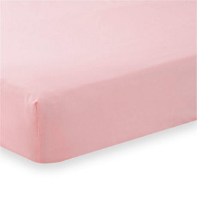 144 Thread Count Poetry Plain Dye Fitted sheet Bunk Size Bedding Pink