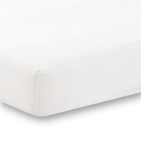 144 Thread Count Poetry Plain Dye Fitted sheet Bunk Size Bedding White