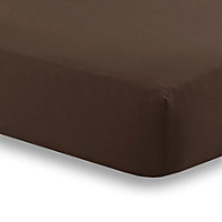 144 Thread Count Poetry Plain Dye Fitted sheet Double Bedding Chocolate