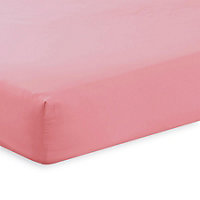 144 Thread Count Poetry Plain Dye Fitted sheet Double Bedding Dusky Pink