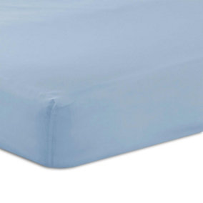 144 Thread Count Poetry Plain Dye Fitted sheet Kingsize Bedding Blue