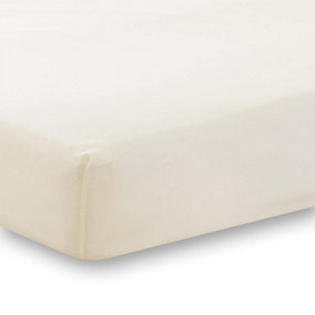 144 Thread Count Poetry Plain Dye Fitted sheet Kingsize Bedding Ivory