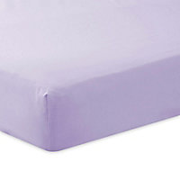 144 Thread Count Poetry Plain Dye Fitted sheet Kingsize Bedding Lilac