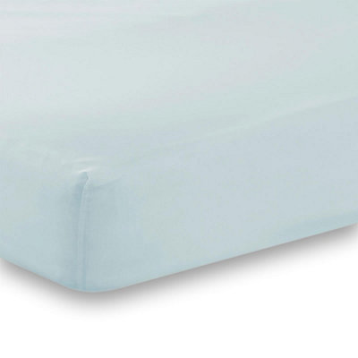 144 Thread Count Poetry Plain Dye Fitted sheet Single Bedding Duckegg Blue