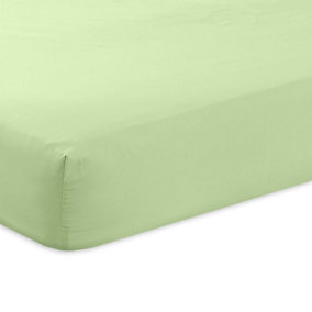 144 Thread Count Poetry Plain Dye Fitted sheet Single Bedding Green