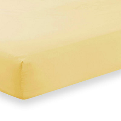 144 Thread Count Poetry Plain Dye Fitted sheet Single Bedding Lemon