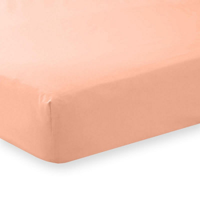 144 Thread Count Poetry Plain Dye Fitted sheet Single Bedding Peach