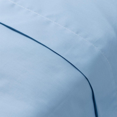 144 Thread Count Poetry Plain Dye Flat sheet Double Bedding Blue