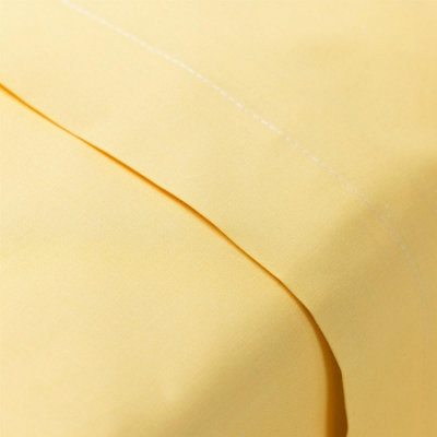 144 Thread Count Poetry Plain Dye Flat sheet Double Bedding Lemon DIY