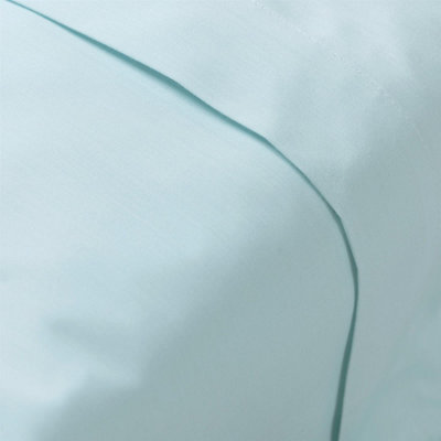 144 Thread Count Poetry Plain Dye Flat sheet Single Bedding Duckegg Blue