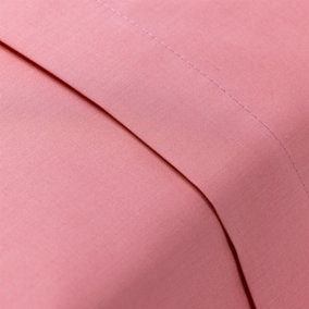 144 Thread Count Poetry Plain Dye Flat sheet Single Bedding Dusky Pink
