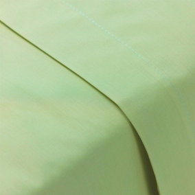 144 Thread Count Poetry Plain Dye Flat sheet Single Bedding Green