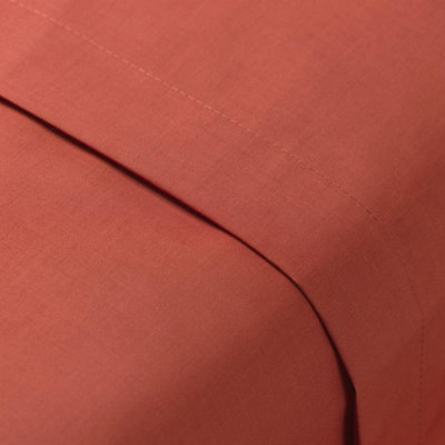 144 Thread Count Poetry Plain Dye Flat sheet Single Bedding Terracotta