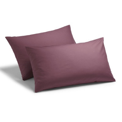 144 Thread Count Poetry Plain Dye Housewife Pillowcase Pair Aubergine