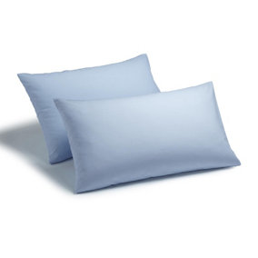 144 Thread Count Poetry Plain Dye Housewife Pillowcase Pair Blue
