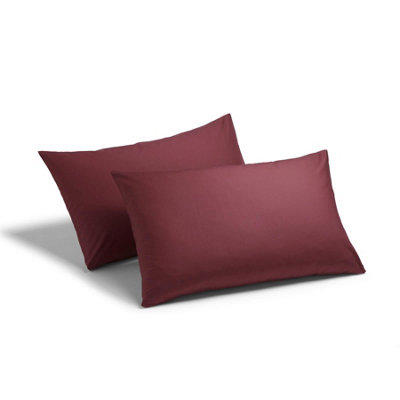 144 Thread Count Poetry Plain Dye Housewife Pillowcase Pair Burgundy