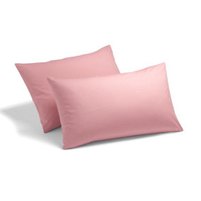 144 Thread Count Poetry Plain Dye Housewife Pillowcase Pair Dusky Pink