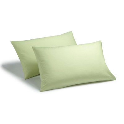 144 Thread Count Poetry Plain Dye Housewife Pillowcase Pair Green