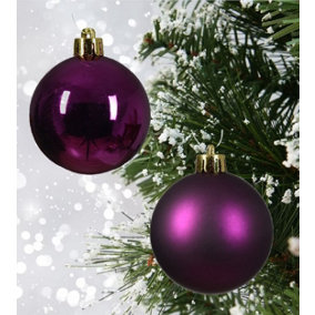 144 Violet Purple Baubles Shatterproof Christmas Tree Hanging Decorations 6cm