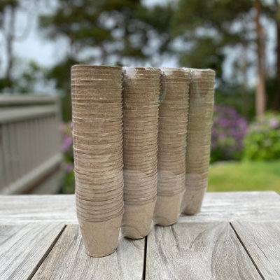 144 x 7cm Eco Round Fibre Biodegradable and Compostable Plant Pots ...