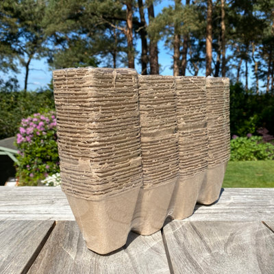 144 x 8cm Eco Square Fibre Biodegradable and Compostable Plant Pots