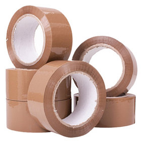 144 x Brown Super Sticky Long Lasting Low Noise 50mm x 66m Parcel Sealing Packaging Tape
