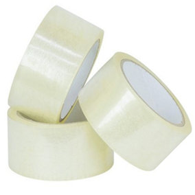 144 x Clear Super Sticky Long Lasting Low Noise 50mm x 66m Parcel Sealing Packaging Tape