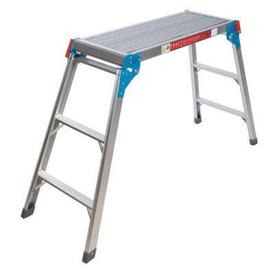 1440 x 800mm Tall Step Up Work Platform Aluminium Lightweight Foldable Ladder Painting Decorating Stool