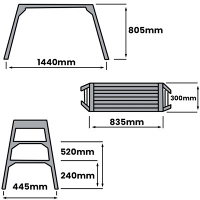 1440 x 800mm Tall Step Up Work Platform Aluminium Lightweight Foldable Ladder - Painting & Decorating Stool