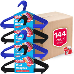 144pk Assorted Coat Hangers for Adult, Strong Coat Hangers for Clothes Heavy Duty Coat Hangers Plastic Coat Hangers Adult Clothes