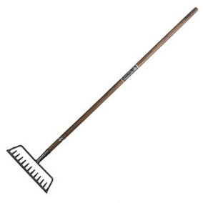 1450mm PREMIUM Carbon Steel Lawn & Leaf Rake - Garden Leaves, Patio Ground Clearance Tool