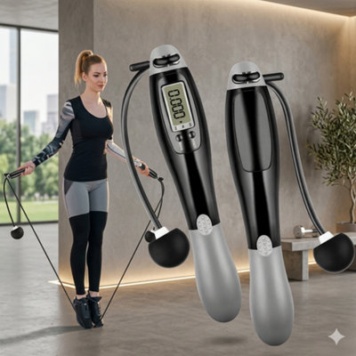 Cordless Skipping Rope With Smart Screen Weighted Jump Rope For Fitness Training And Home Workout from B&Q