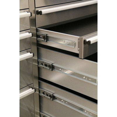 1475 x 505 x 1860mm Mobile STAINLESS STEEL Tool Cabinet - 10 Drawer & 2 Cupboard
