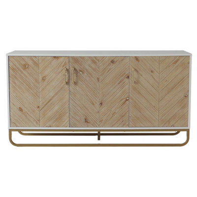 148 x 40 x 76cm Modern Wooden Side Cabinet with Metal Base 3 Doors and Storage Units - 3