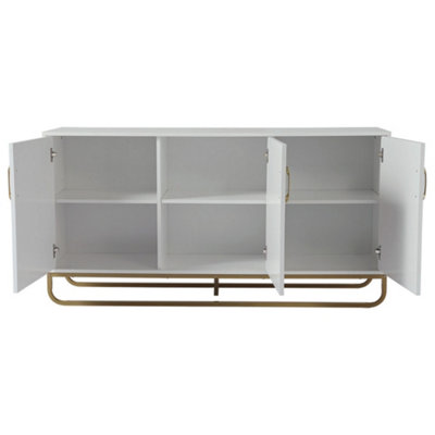148 x 40 x 76cm Modern Wooden Side Cabinet with Metal Base 3 Doors and Storage Units - 4