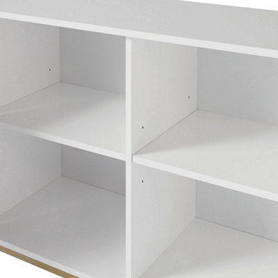 148 x 40 x 76cm Modern Wooden Side Cabinet with Metal Base 3 Doors and Storage Units - 6