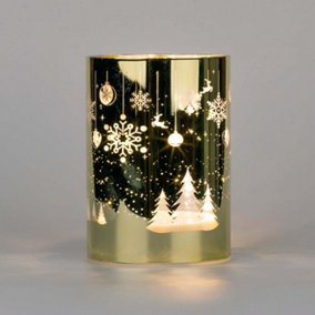 14cm Christmas Decorated Vase Led Gold Glass Vase / Trees