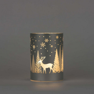 14cm Christmas Decorated Vase Led Silver Glass Vase / Forest