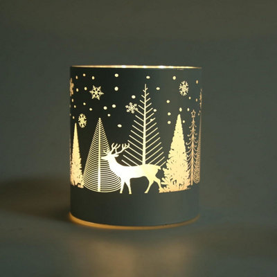 14cm Christmas Decorated Vase Led Silver Glass Vase / Forest - 4