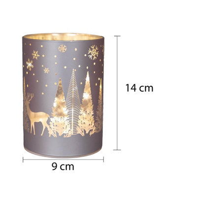 14cm Christmas Decorated Vase Led Silver Glass Vase / Forest - 6