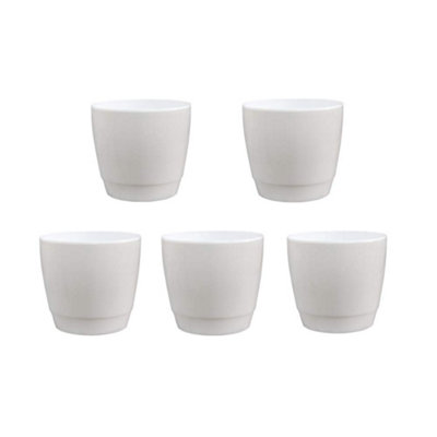 14cm White Plastic Plant Pot x 5