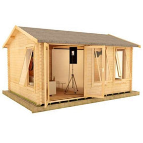 14ft x 10ft (4.15m x 2.95m) Ralph 44mm Wooden Log Cabin (19mm Tongue and Groove Floor and Roof) (14 x 10) (14x10)