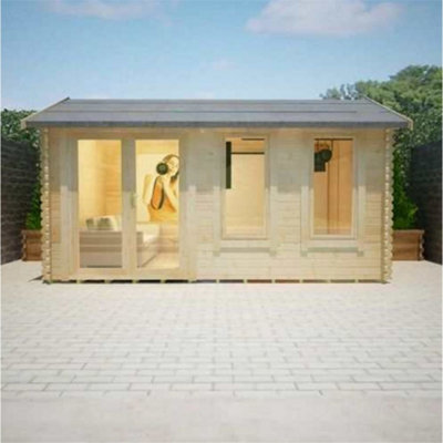 14ft x 10ft (4.15m x 2.95m) Ralph 44mm Wooden Log Cabin (19mm Tongue and Groove Floor and Roof) (14 x 10) (14x10) - 3