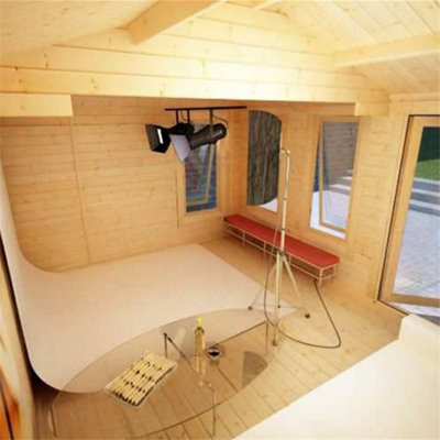 14ft x 10ft (4.15m x 2.95m) Ralph 44mm Wooden Log Cabin (19mm Tongue and Groove Floor and Roof) (14 x 10) (14x10) - 4