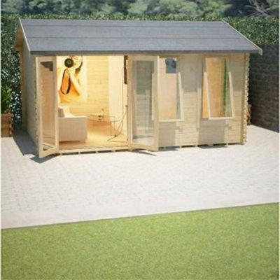 14ft x 10ft (4.15m x 2.95m) Ralph 44mm Wooden Log Cabin (19mm Tongue and Groove Floor and Roof) (14 x 10) (14x10) - 8