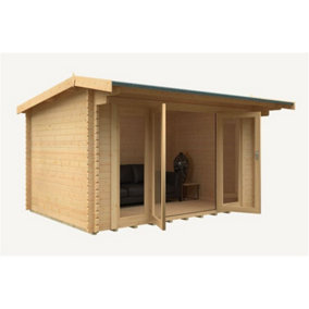 14ft x 10ft (4.26m x 3.04m) 44mm Wooden Log Cabin (19mm Tongue and Groove Floor and Roof) (14 x 10) (14x10)